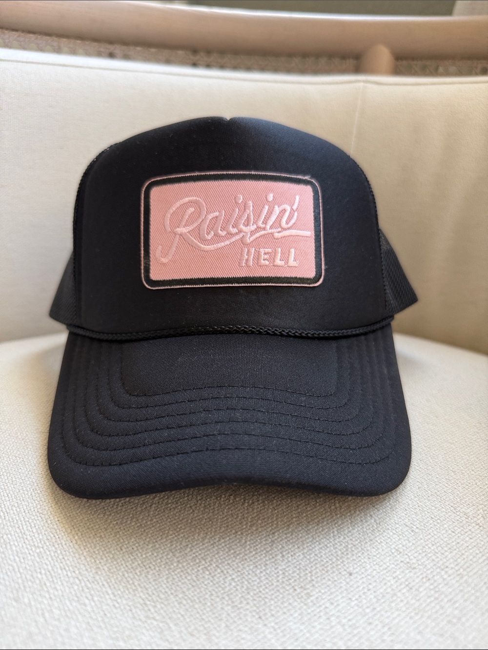 Pink Patch Black Trucker Hat